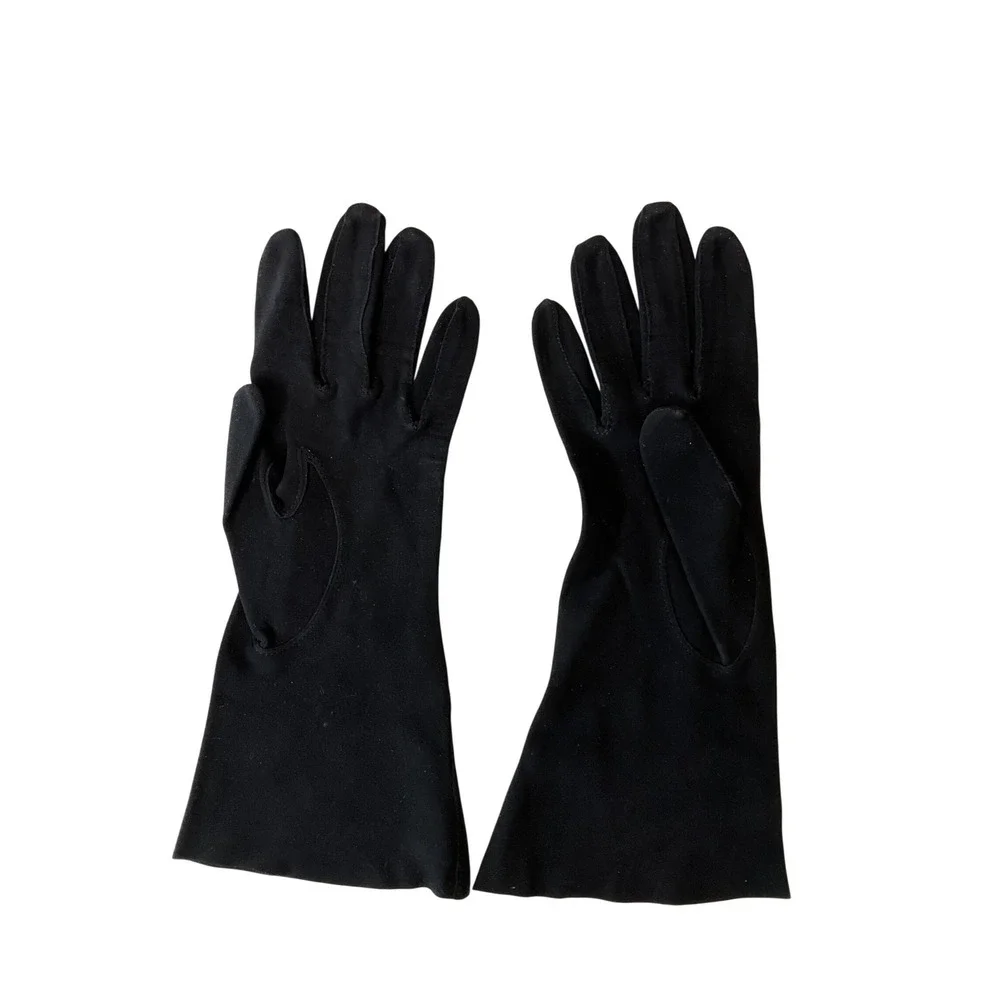 Vintage Suede Leather Gloves by Superb Black Short Table Cut Driving Chic 6.5